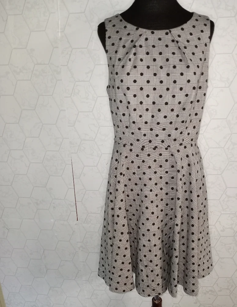 ELLE Plaid polka-dot flare dress in gray/black - Picture 13 of 16